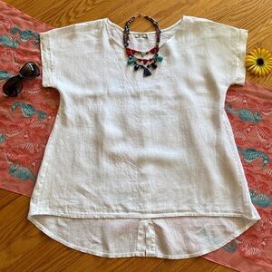 🩷 Terzo Millenio; BEAUTIFUL, Made in Italy; 100% Linen Short-Sleeved Shirt L-XL!